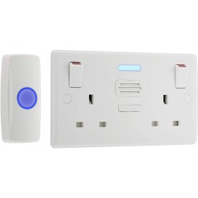 Master Plug White Moulded Double Switched 13A Power Socket With Door Chime 822BELL
